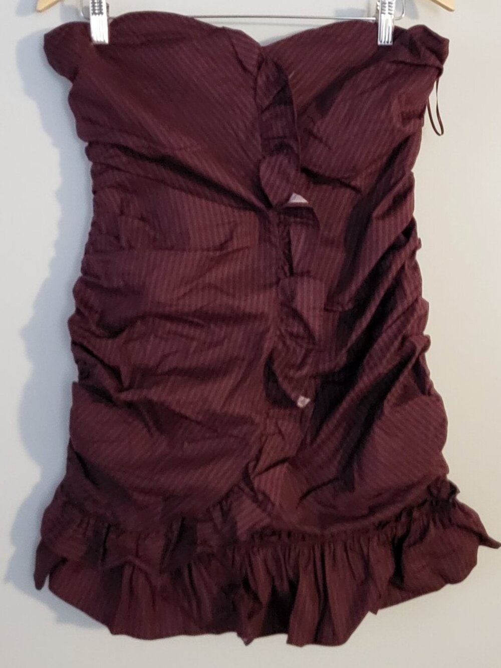 Urban Outfitters Ecote Camilla Strapless Cascading Ruffle Mini Dress Size L - Picture 4 of 7